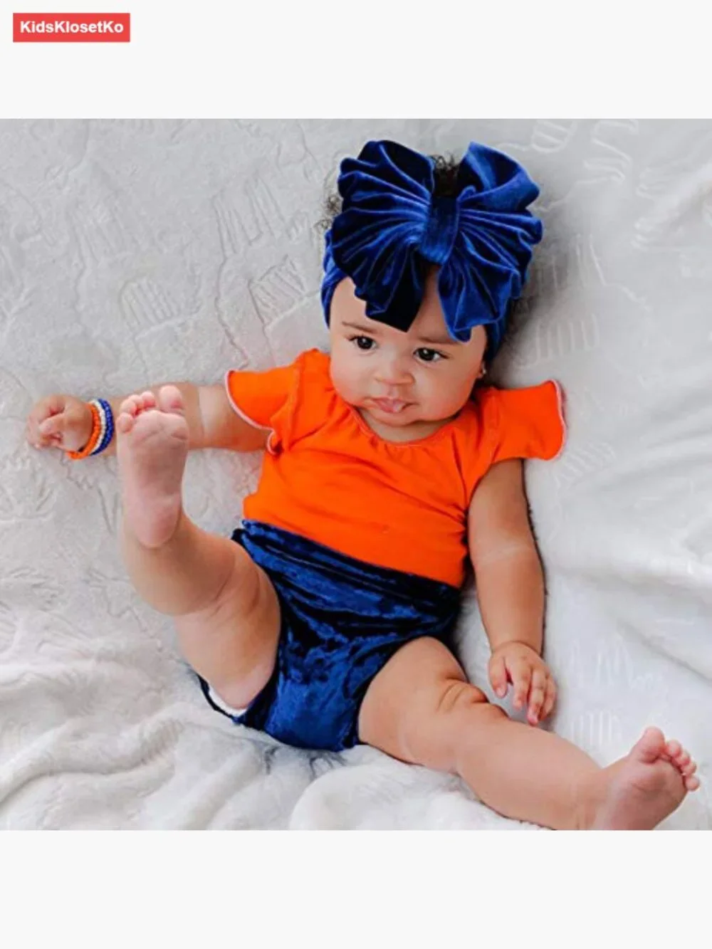 10 Pack Stretchy Velvet Big Bow Headbands for Baby Girls Toddlers